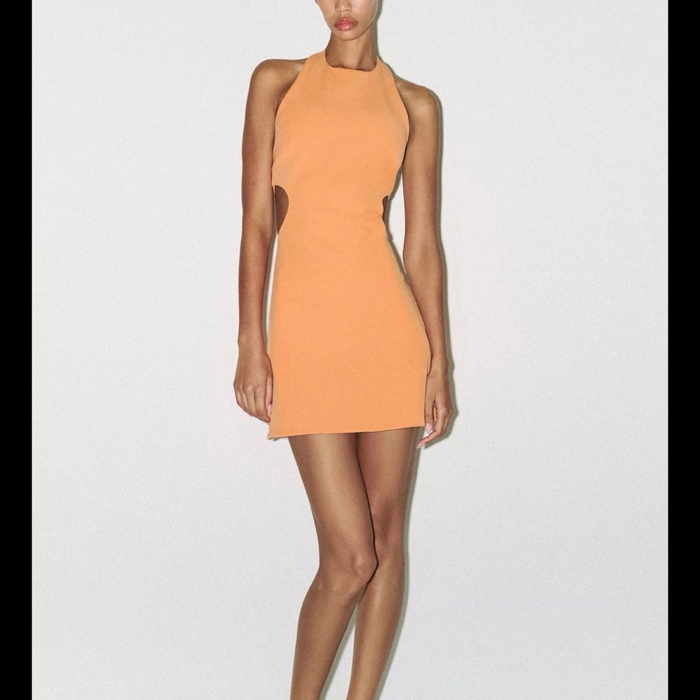 Zara Orange Halter Sheath Mini Dress
